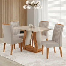 Conjunto Mesa de Jantar MDF/Vidro 4 Cadeiras Inspirare Cia dos Móveis Bege/Mel - Foto 10