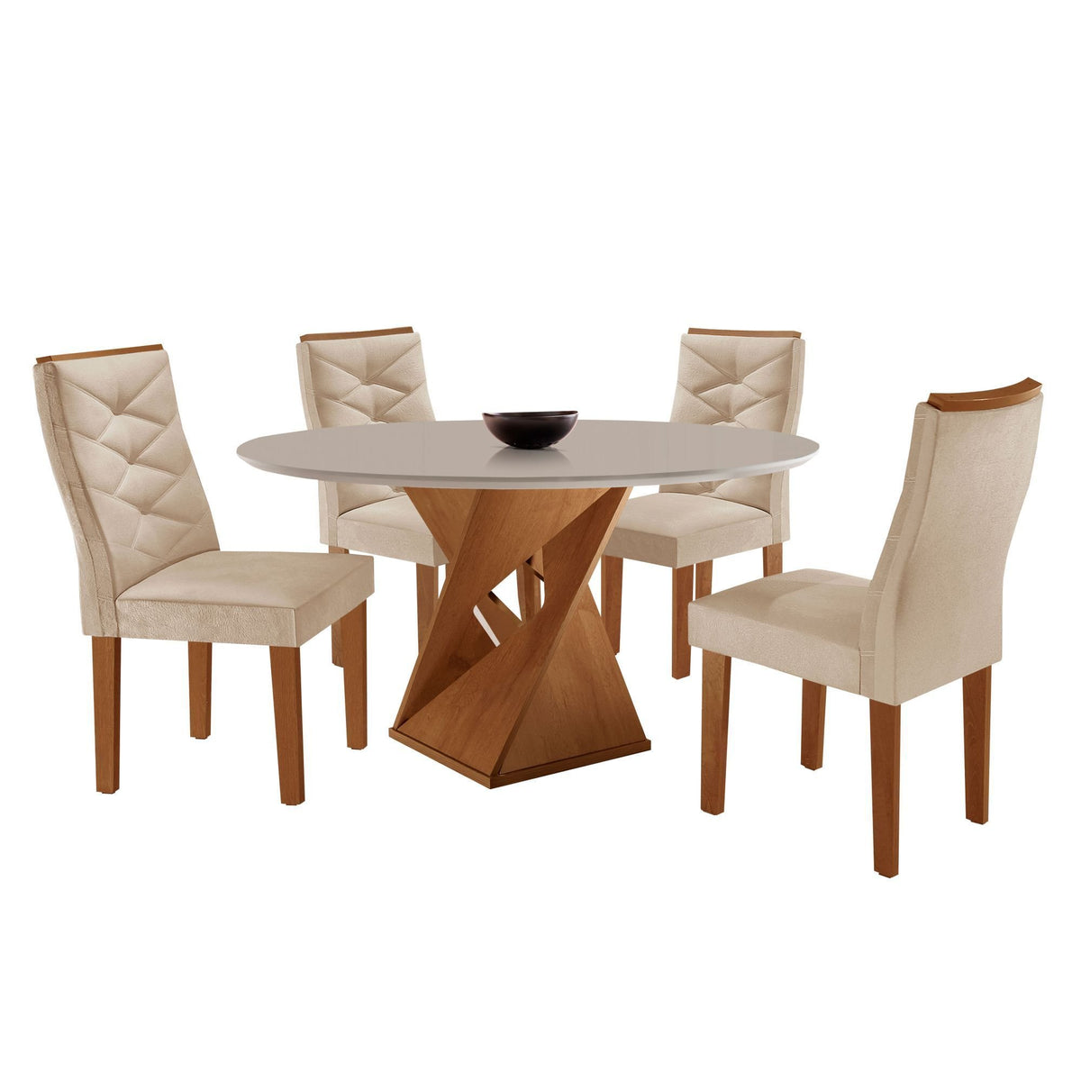 Conjunto Mesa Redonda com 4 Cadeiras Tampo MDF Barcelona Cia dos Móveis - Foto 2