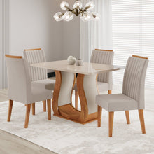 Conjunto Mesa de Jantar MDF/Vidro 4 Cadeiras Inspirare Cia dos Móveis Bege/Mel