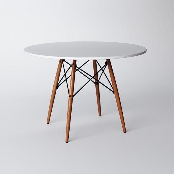 Conjunto Mesa 4 Cadeiras Brancas Eiffel 90cm Base Madeira Tampo Branco - Foto 3