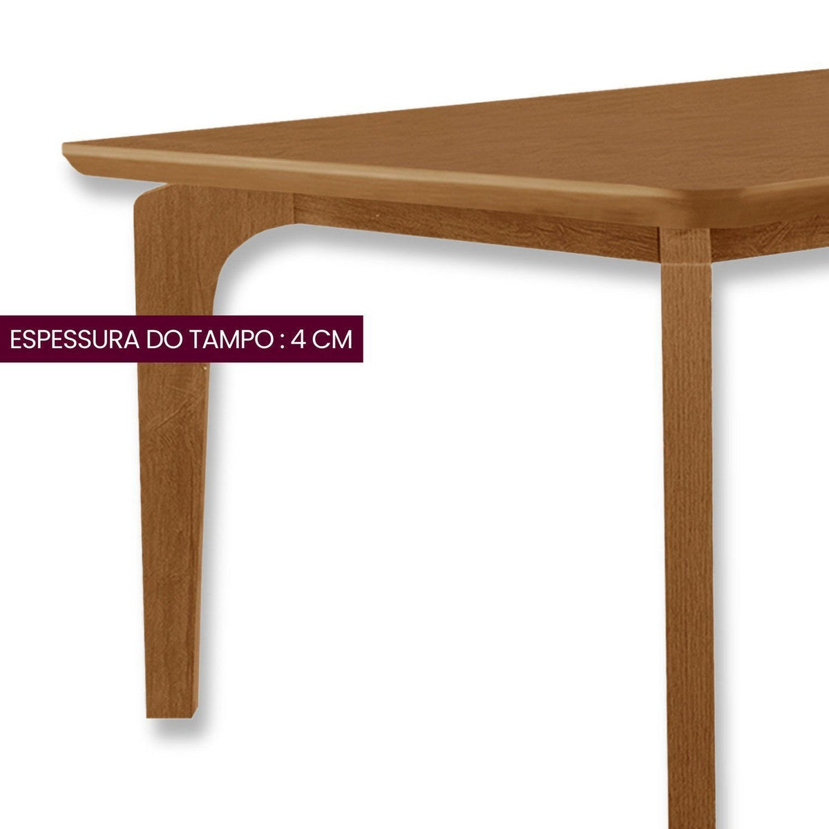 Conjunto Sala de Jantar Mesa Tampo 180cm Canto Copo de MDF e 6 Cadeiras Dublin Cleo Cia dos Móveis - Foto 7