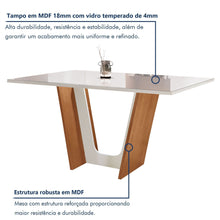 Conjunto Sala de Jantar Mesa Tampo Dakota Plus Vidro 160x80cm com 6 Cadeiras Luisa Cia dos Móveis - Foto 3