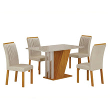 Conjunto Sala de Jantar Mesa 4 Cadeiras Tampo de Vidro Miami Cia dos Móveis Off White - Foto 2