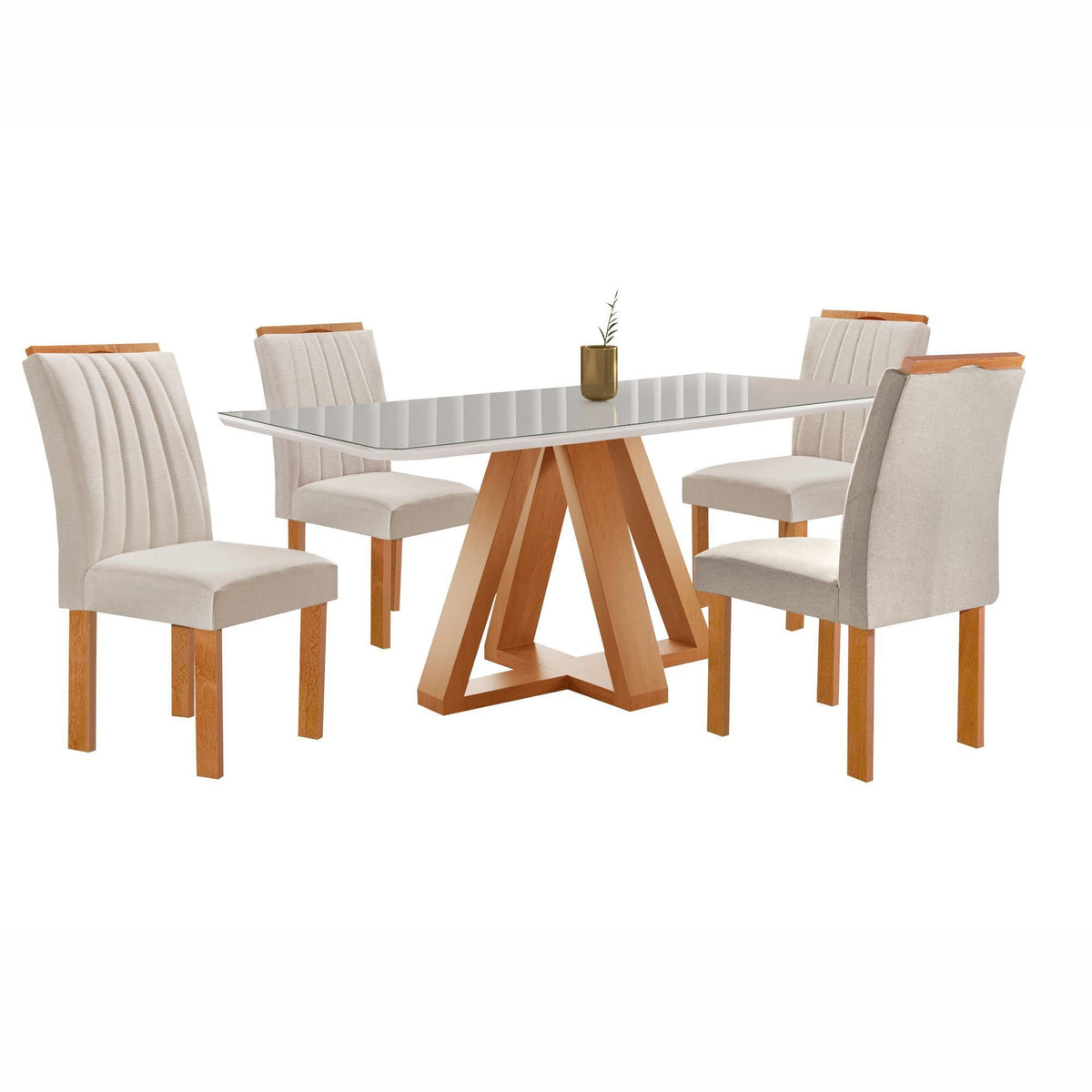 Conjunto Mesa Tampo Smart Plus Vidro Kyra 120CMX90CM 4 Cadeiras Arizona - Foto 2