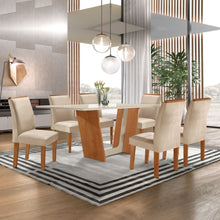 Conjunto Sala de Jantar Mesa Tampo Dakota Plus Vidro 160x80cm com 6 Cadeiras Luisa Cia dos Móveis