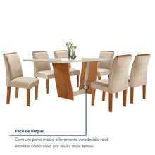 Conjunto Sala de Jantar Mesa Tampo Dakota Plus Vidro 160x80cm com 6 Cadeiras Luisa Cia dos Móveis - Foto 9