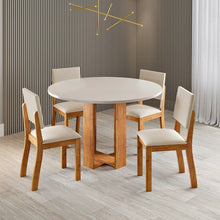 Conjunto Sala de Jantar 4 Lugares Redondo Tampo de MDF Tilena Bege/Mel/Blonde