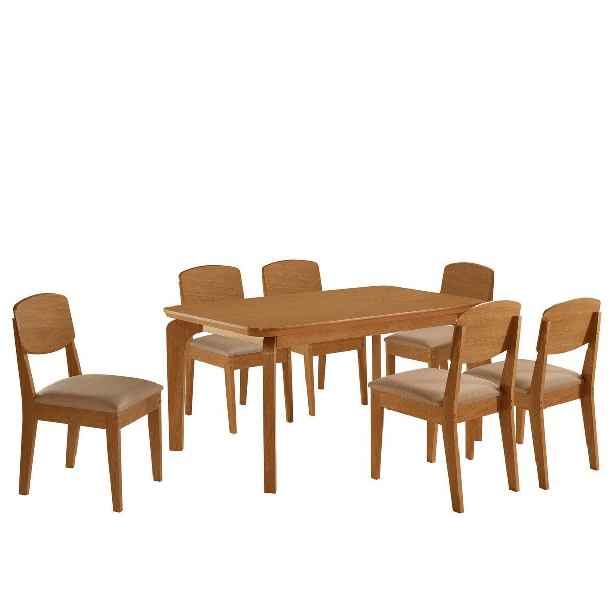 Conjunto Sala de Jantar Mesa Tampo 180cm Canto Copo de MDF e 6 Cadeiras Dublin Cleo Cia dos Móveis - Foto 2
