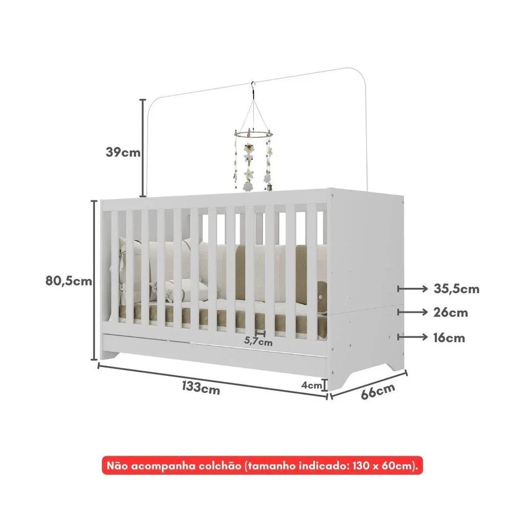 Berço 3 em 1 Evolutivo (Vira Mini Cama) - 100% Madeira Maciça [Garantia de 3 Anos] - Imagem 2