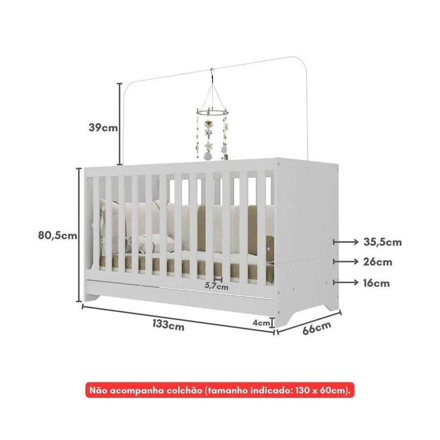 Berço 3 em 1 Evolutivo (Vira Mini Cama) - 100% Madeira Maciça [Garantia de 3 Anos] - Imagem 2