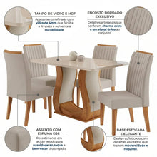 Conjunto Mesa de Jantar MDF/Vidro 4 Cadeiras Inspirare Cia dos Móveis Bege/Mel - Foto 4