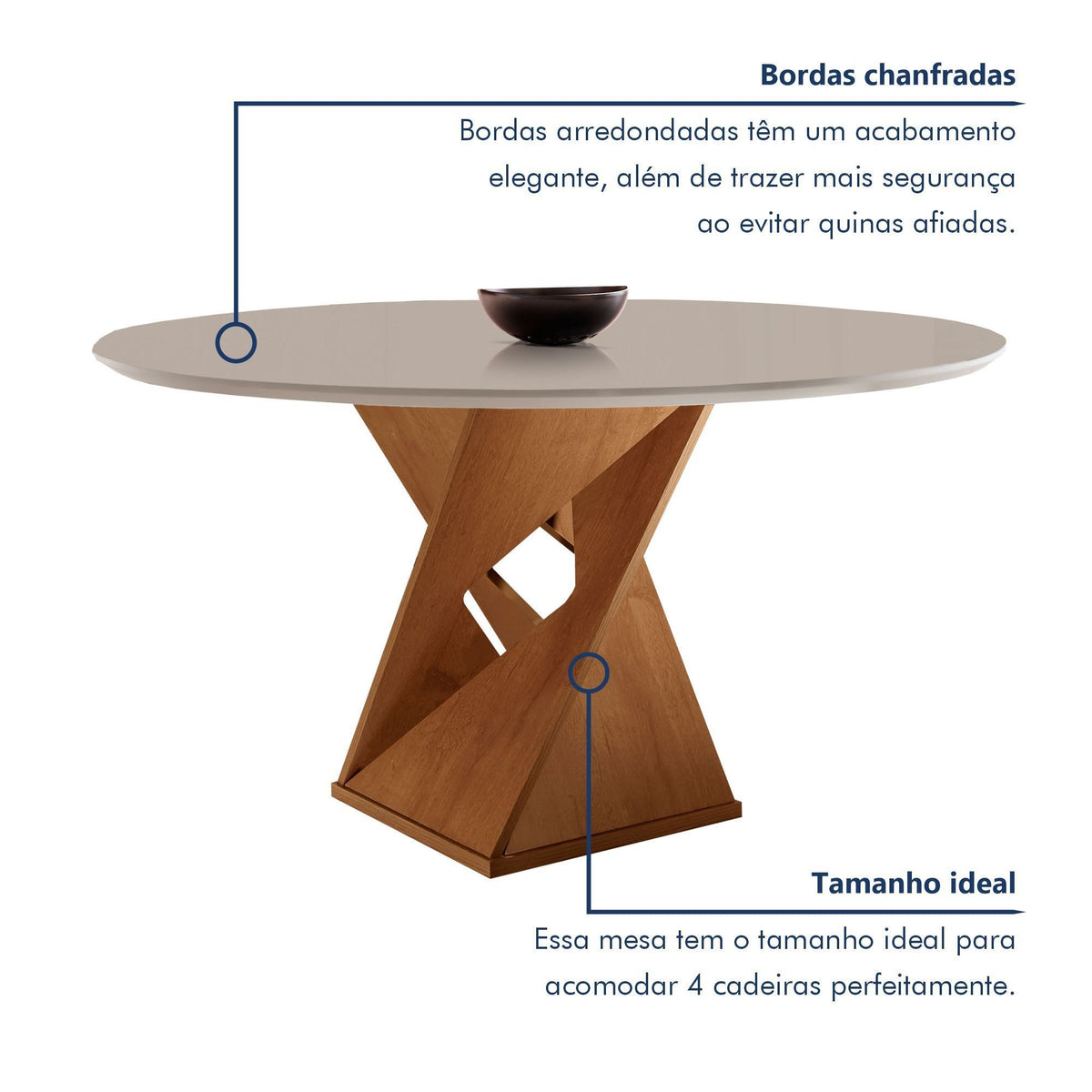 Conjunto Mesa Redonda com 4 Cadeiras Tampo MDF Barcelona Cia dos Móveis - Foto 5