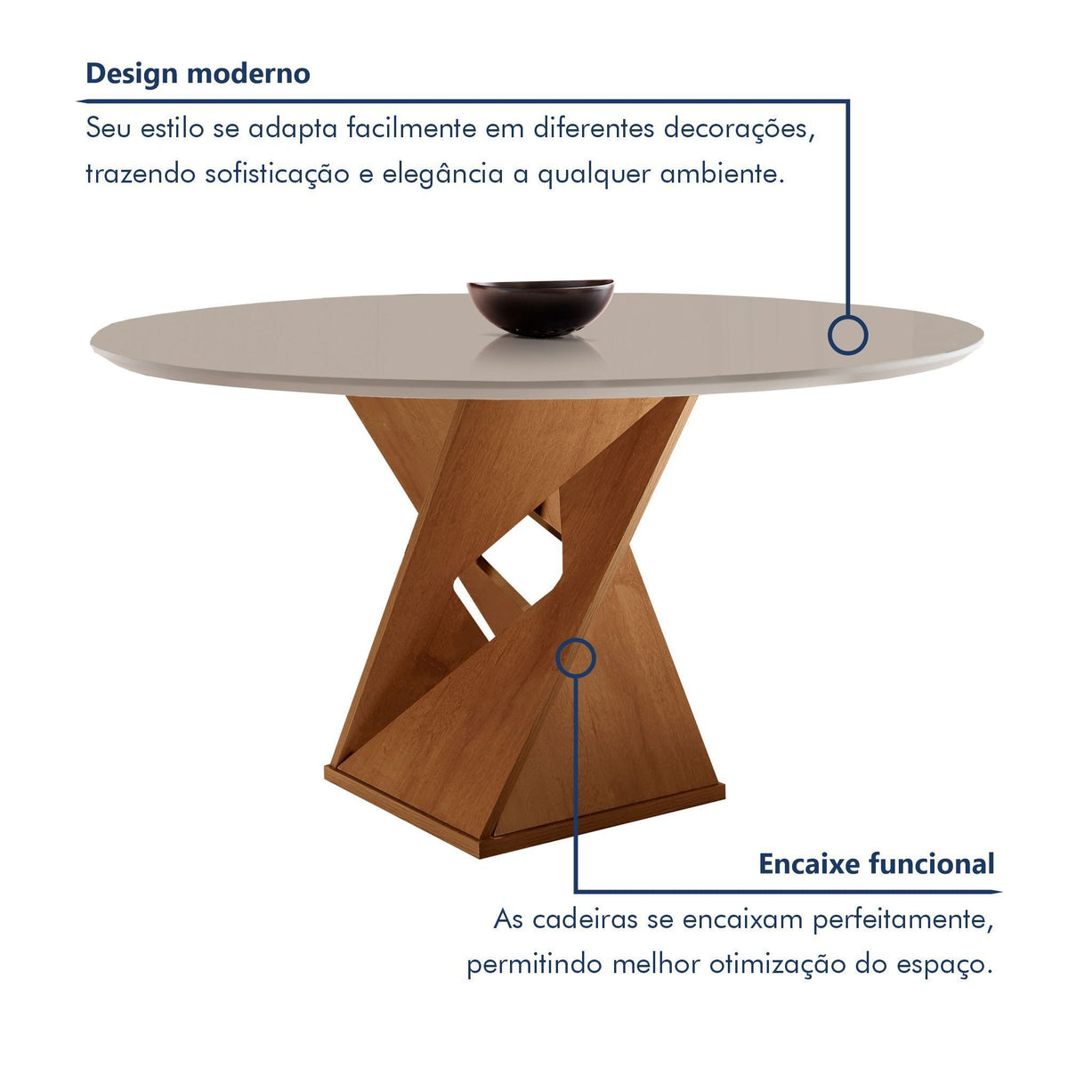 Conjunto Mesa Redonda com 4 Cadeiras Tampo MDF Barcelona Cia dos Móveis - Foto 4