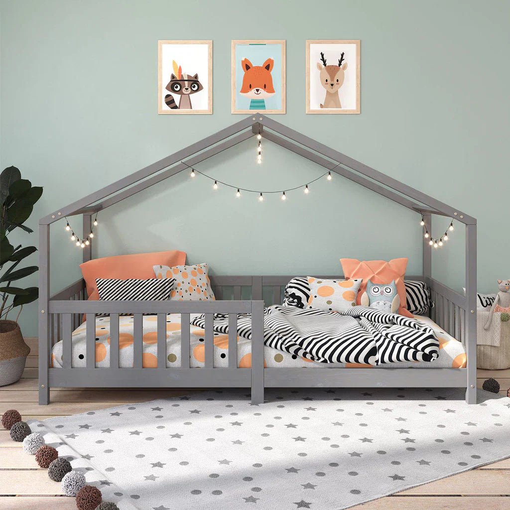 Cama Casinha Montessoriana Solteiro Lisan - 100% Madeira Maciça [Grade de Proteção 32cm] - Imagem 4