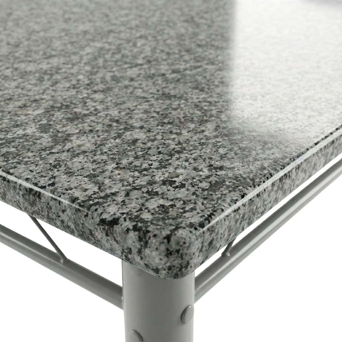 Conjunto Mesa de Jantar 4 Lugares Retangular em Aço com Tampo em Granito Monique Mescla Branco/Preto - Foto 10