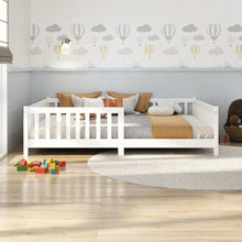 Cama Montessoriana Casal com Grade Eva - 100% Madeira Maciça Branca [Suporta 220kg] - Imagem 2