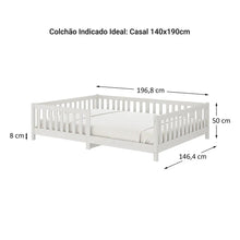 Cama Montessoriana Casal com Grade Eva - 100% Madeira Maciça Branca [Suporta 220kg] - Imagem 3