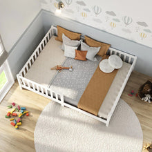 Cama Montessoriana Casal com Grade Eva - 100% Madeira Maciça Branca [Suporta 220kg] - Imagem 4