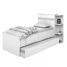 Cama Solteiro Multifuncional com Baú, 2 Gavetas e Auxiliar - 100% Madeira Maciça Branca [Jade Premium] - Imagem 4
