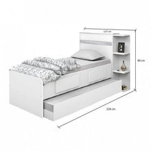 Cama Solteiro Multifuncional com Baú, 2 Gavetas e Auxiliar - 100% Madeira Maciça Branca [Jade Premium] - Imagem 5