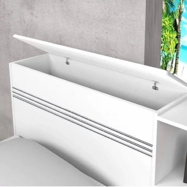 Cama Solteiro Multifuncional com Baú, 2 Gavetas e Auxiliar - 100% Madeira Maciça Branca [Jade Premium] - Imagem 6