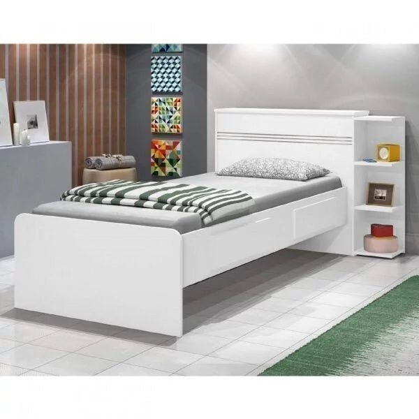 Cama Solteiro Multifuncional com Baú, 2 Gavetas e Auxiliar - 100% Madeira Maciça Branca [Jade Premium] - Imagem 2