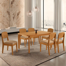 Conjunto Sala de Jantar Mesa Tampo 180cm Canto Copo de MDF e 6 Cadeiras Dublin Cleo Cia dos Móveis