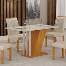 Conjunto Sala de Jantar Mesa 4 Cadeiras Tampo de Vidro Miami Cia dos Móveis Off White - Foto 6