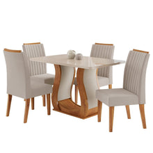 Conjunto Mesa de Jantar MDF/Vidro 4 Cadeiras Inspirare Cia dos Móveis Bege/Mel - Foto 5