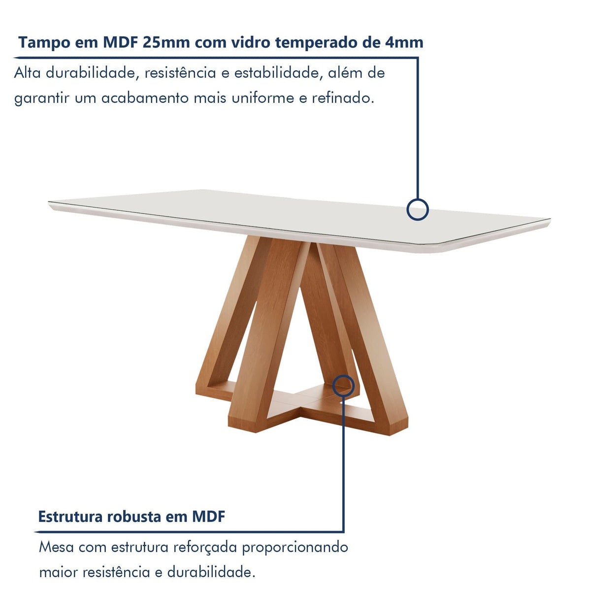 Conjunto Mesa Tampo Smart Plus Vidro Kyra 120CMX90CM 4 Cadeiras Arizona - Foto 3