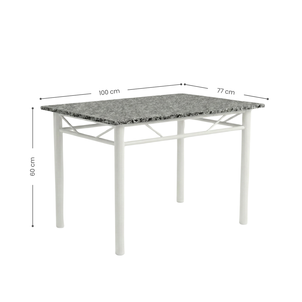 Conjunto Mesa de Jantar 4 Lugares Retangular em Aço com Tampo em Granito Monique Mescla Branco/Preto - Foto 3