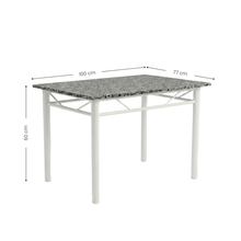 Conjunto Mesa de Jantar 4 Lugares Retangular em Aço com Tampo em Granito Monique Mescla Branco/Preto - Foto 3