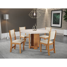 Conjunto Sala de Jantar Mesa Redonda com 4 Cadeiras Jady e Sol Bege/Mel/Blonde