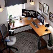 Mesa Escrivaninha de Canto em L Berlim Home Office - 100% MDF Preto/Cinamomo [Design Industrial] - Imagem 9