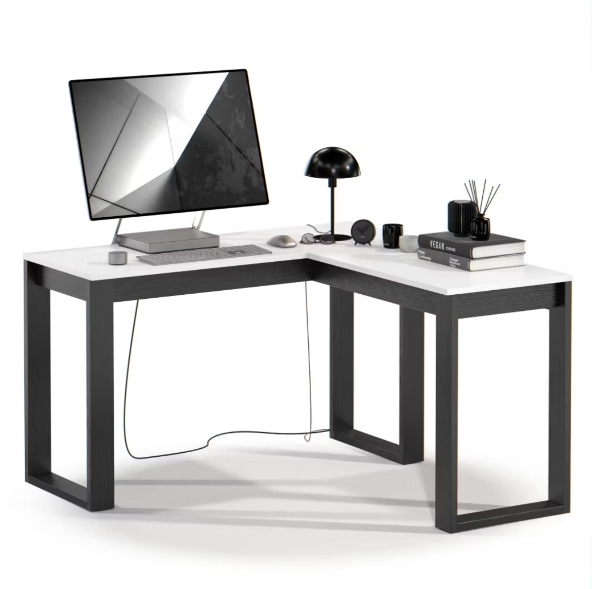 Mesa Escrivaninha de Canto em L Berlim Home Office - 100% MDF Preto/Cinamomo [Design Industrial] - Imagem 10