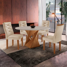 Conjunto Mesa Redonda com 4 Cadeiras Tampo MDF Barcelona Cia dos Móveis