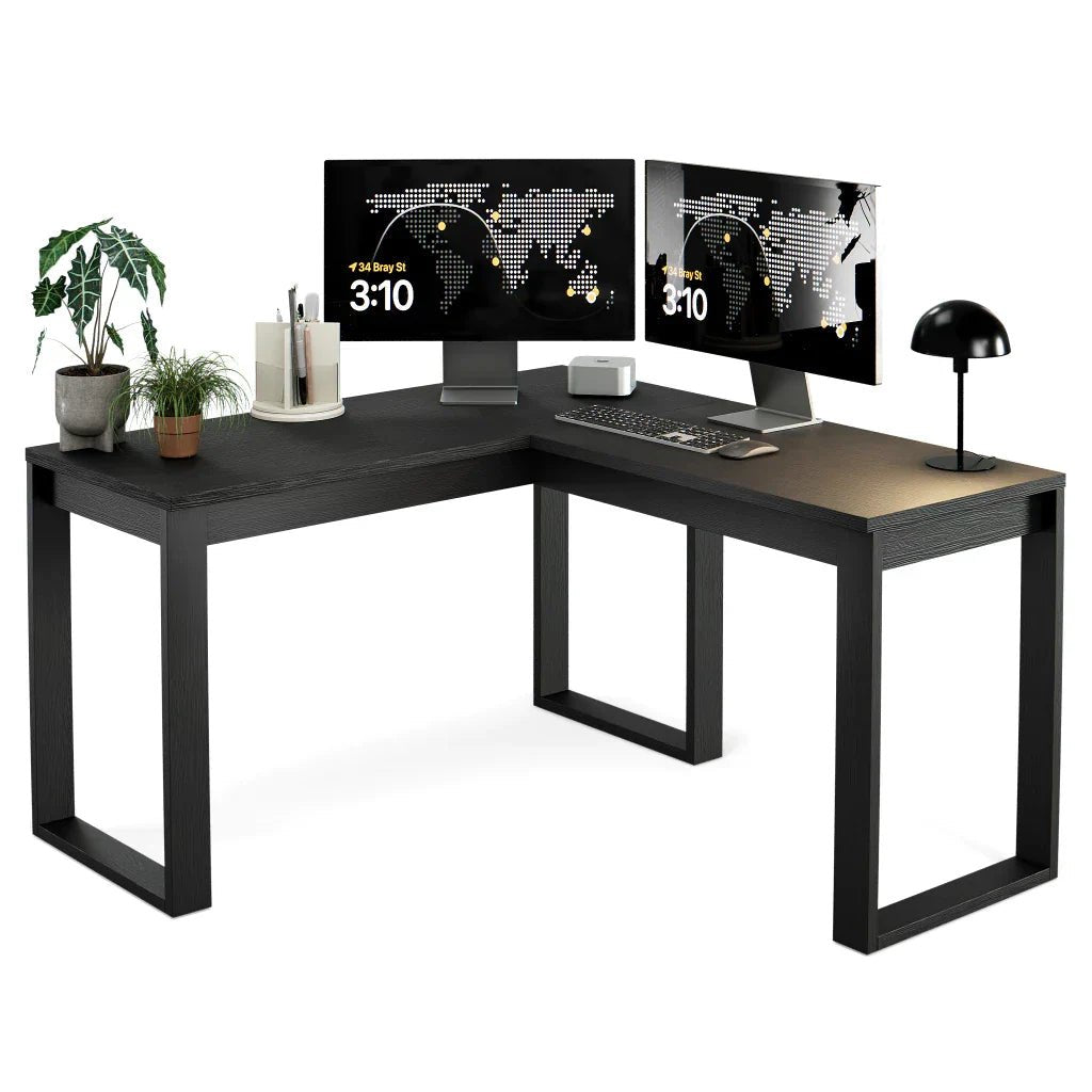 Mesa Escrivaninha de Canto em L Berlim Home Office - 100% MDF Preto/Cinamomo [Design Industrial] - Imagem 3