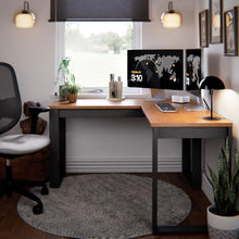 Mesa Escrivaninha de Canto em L Berlim Home Office - 100% MDF Preto/Cinamomo [Design Industrial] - Imagem 5