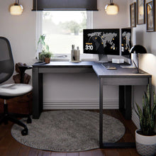 Mesa Escrivaninha de Canto em L Berlim Home Office - 100% MDF Preto/Cinamomo [Design Industrial] - Imagem 8