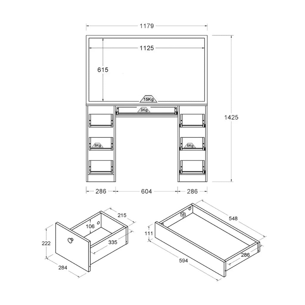 Penteadeira Camarim 7 Gavetas com Espelho e Kit LED Profissional - 100% MDF Branco [Iluminação 3 Tons] - Imagem 4