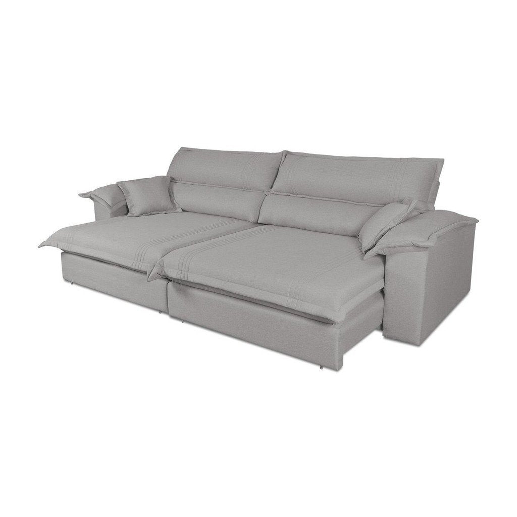 Sofá Retrátil Reclinável 2,30m Nivus Cinza c/ Molas Ensacadas - King House