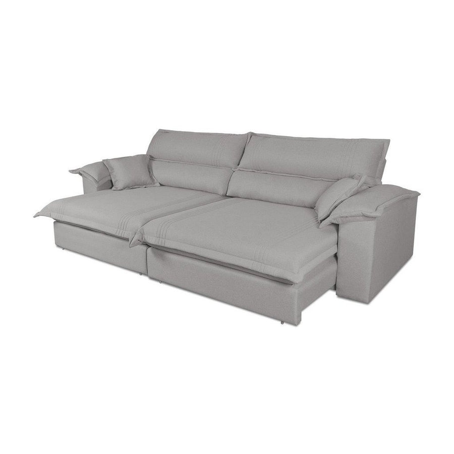 Sofá Retrátil Reclinável 2,30m Nivus Cinza c/ Molas Ensacadas - King House