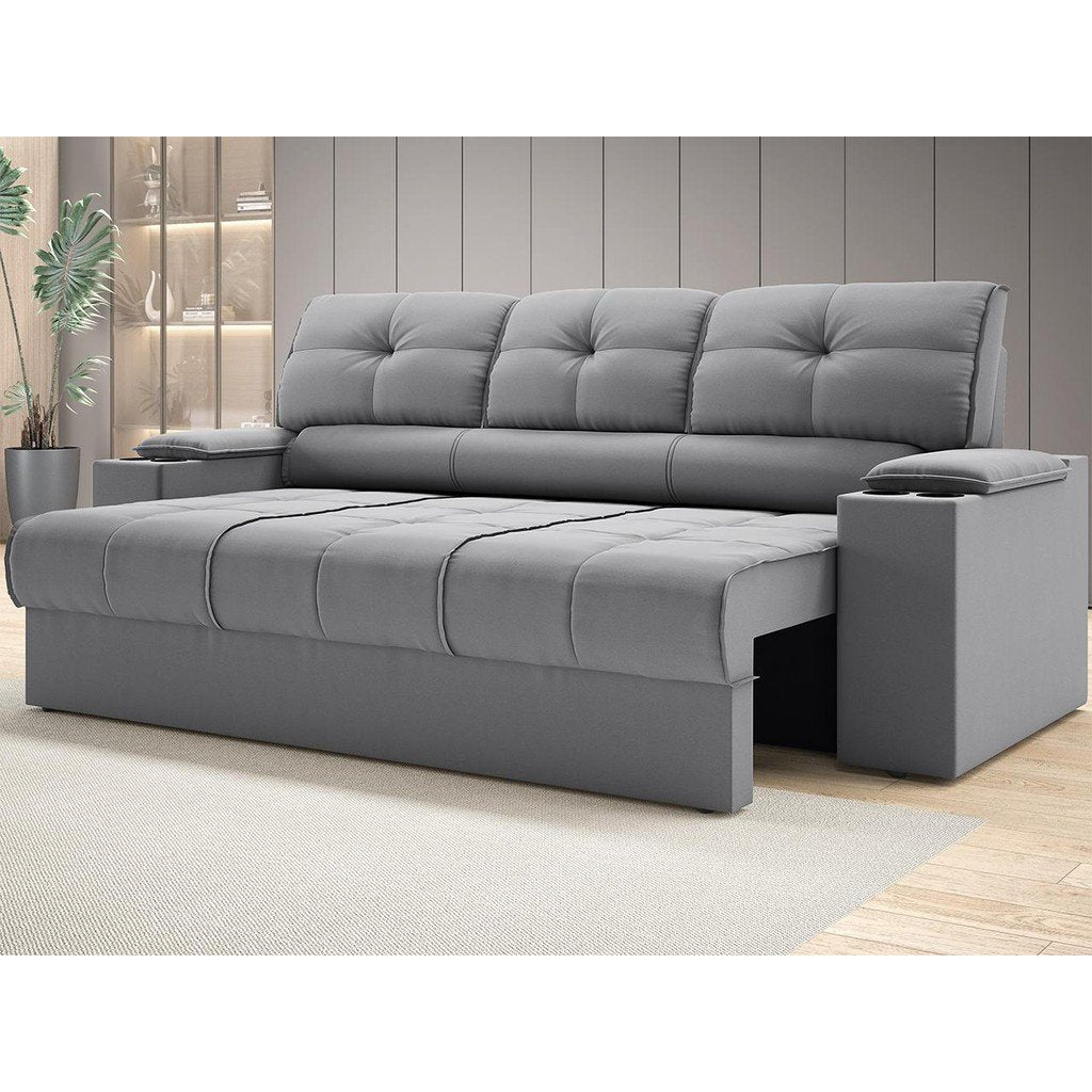 Sofá com Porta Copos Retrátil e Reclinável Tom 2,05m Velosuede