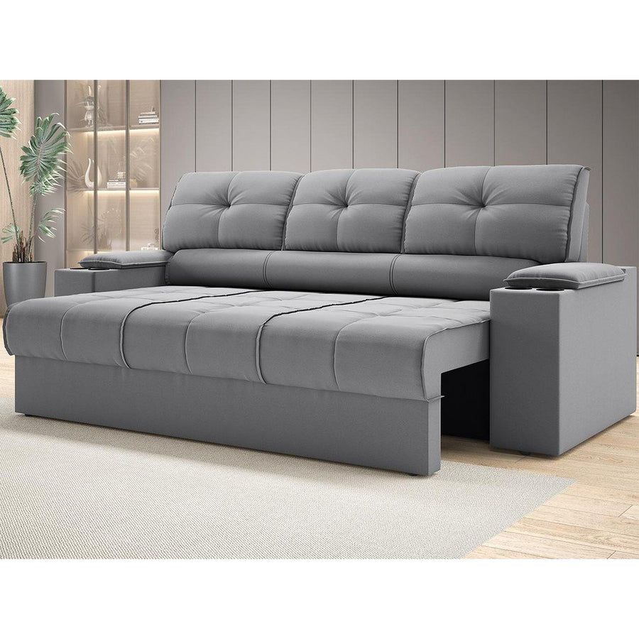 Sofá com Porta Copos Retrátil e Reclinável Tom 2,05m Velosuede