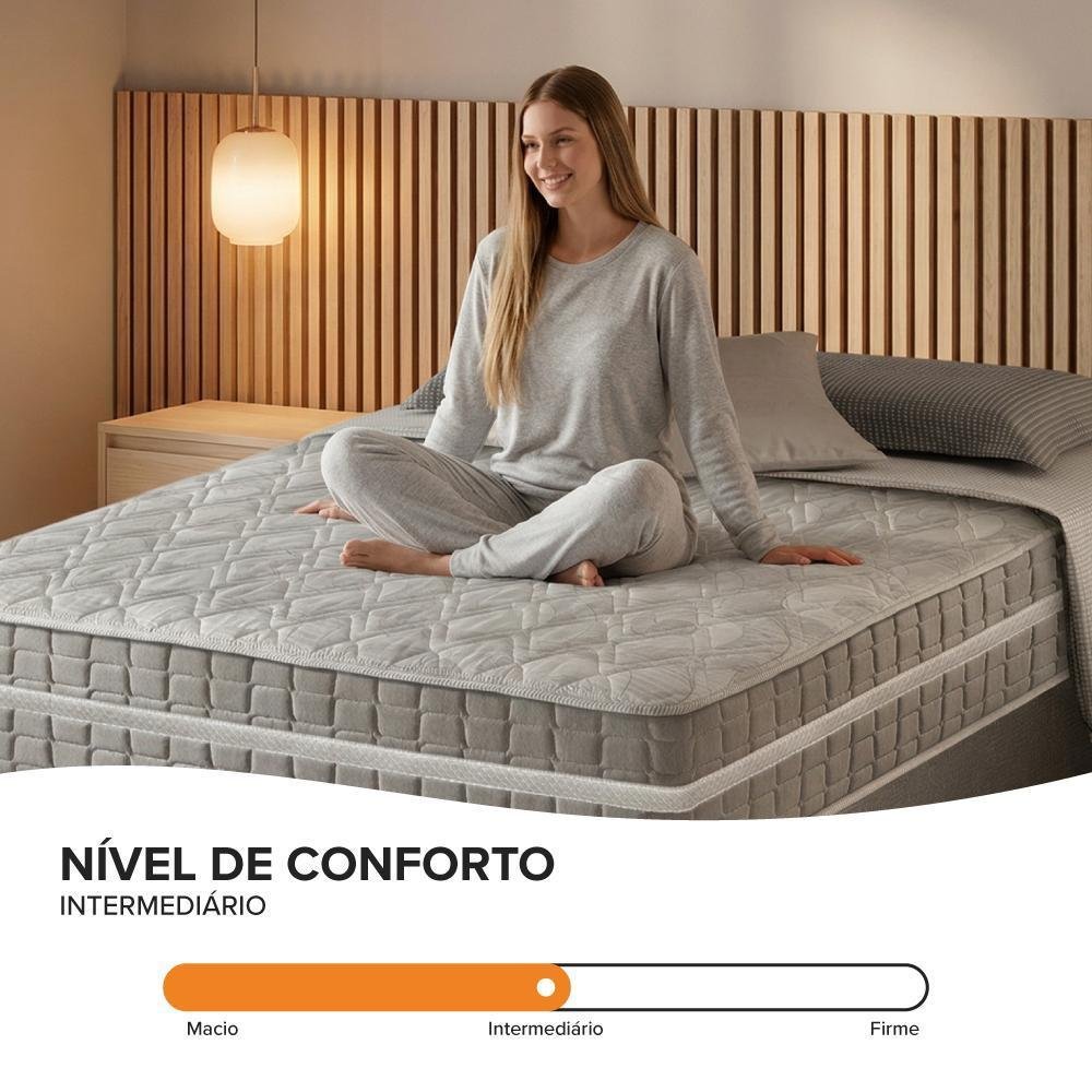 Cama Box Solteiro King Cinza + Colchão Molas Ensacadas Alabama 96x203x61cm - Imagem 6