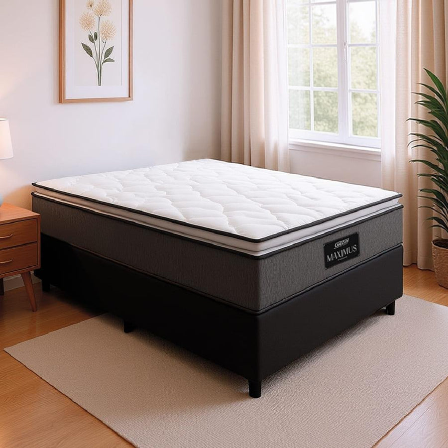 Cama Box Casal Colchão Molas Ensacadas Pillow Maximus 138x188x62cm Cinza / Preto Gazin - Imagem 2