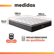 Cama Box Casal Colchão Molas Ensacadas Pillow Maximus 138x188x62cm Cinza / Preto Gazin - Imagem 4