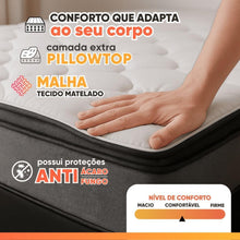 Cama Box Casal Colchão Molas Ensacadas Pillow Maximus 138x188x62cm Cinza / Preto Gazin - Imagem 6