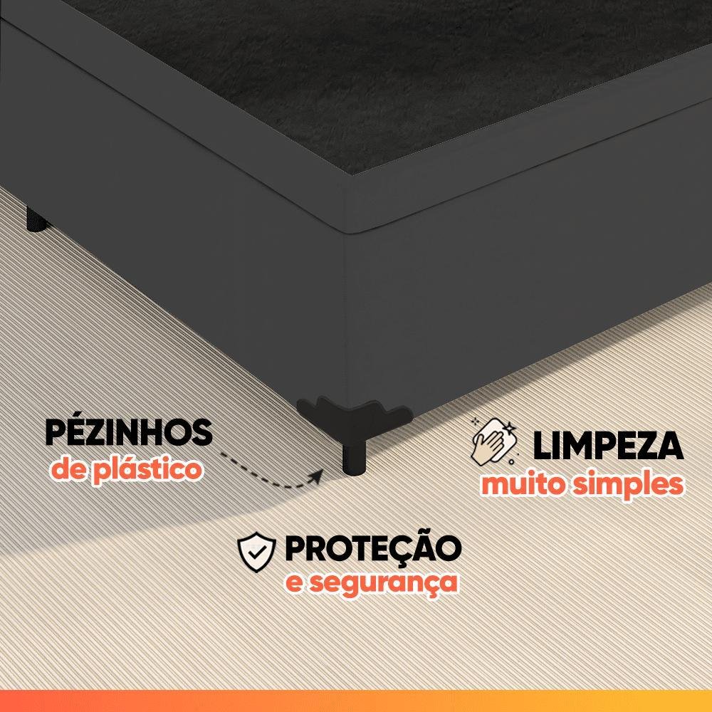 Cama Box Casal Colchão Molas Ensacadas Pillow Maximus 138x188x62cm Cinza / Preto Gazin - Imagem 8