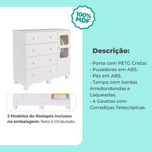 Cômoda de Bebê Infantil 1 Porta com Janela 4 Gavetas 100% MDF - Imagem 3